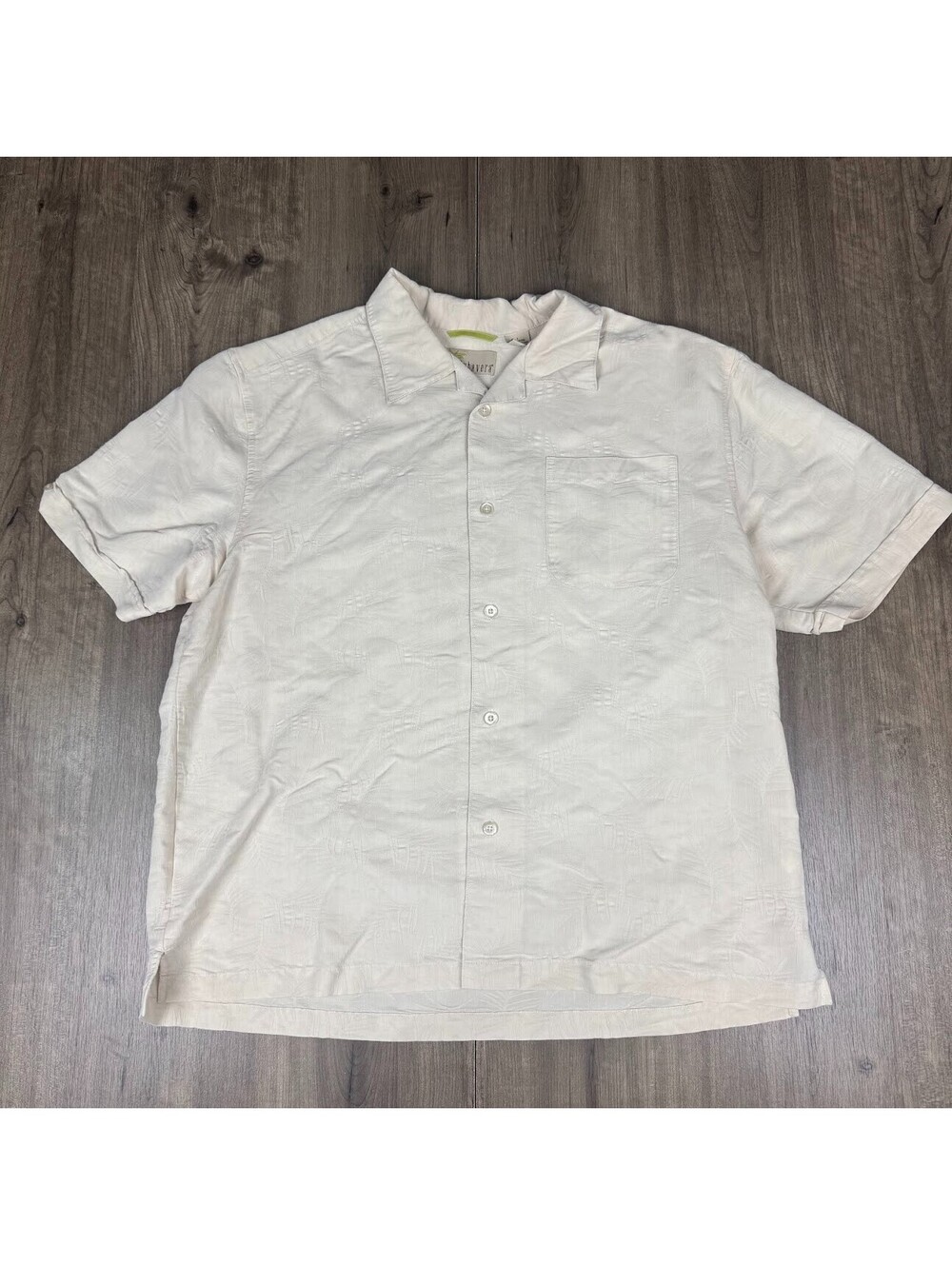 Cubavera Guayabera Shirt Mens L Rayon Blend Cream Cuban Camp Shirt Resort Beach